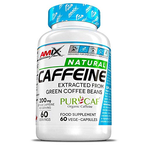 AMIX - Pack de 60 Cápsulas de Cafeína PurCaf - Ayuda a Aumentar la Concentración y Resistencia - Contribuye a Aportar Energía - Cápsulas de Cafeína 100% Natural - Sabor Neutro