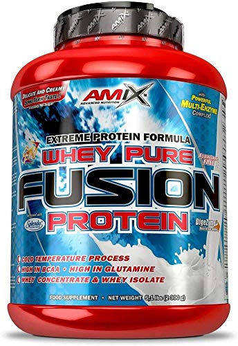 Amix - Proteína Whey Pure Fusion, Ayuda a Tonificar y Aumentar la Masa Muscular, Rica en BCCAs y Glutamina, Fácil Digestión, Baja en Grasas, Proteína en Polvo, 2,3 Kg, Frutas Del Bosque