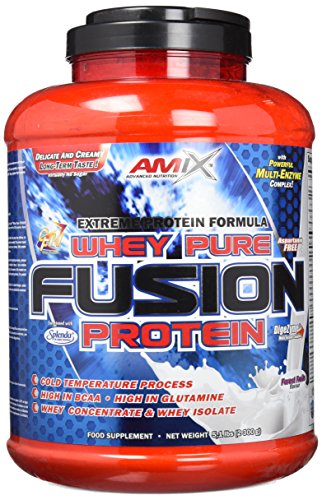 Amix - Proteína Whey Pure Fusion, Ayuda a Tonificar y Aumentar la Masa Muscular, Rica en BCCAs y Glutamina, Fácil Digestión, Baja en Grasas, Proteína en Polvo, 2,3 Kg, Frutas Del Bosque