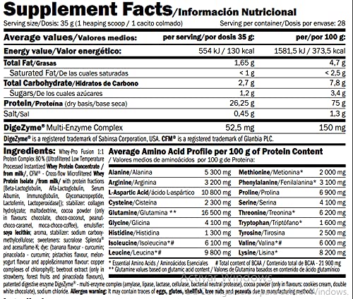 Amix - Proteína Whey Pure Fusion, Ayuda a Tonificar y Aumentar la Masa Muscular, Rica en BCCAs y Glutamina, Fácil Digestión, Baja en Grasas, Proteína en Polvo, 1 Kg, Doble Chocolate Blanco