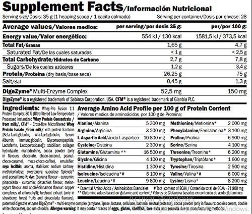 AMIX, Proteína Whey, Pure Fusión, Concentrado de Suero Ultra Filtrado, Sabor Frutas del bosque, Proteínas para Aumentar Masa Muscula, Proteína Isolada con Splenda, Contiene L-glutamina , 1 Kg