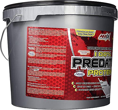 AMIX, Proteínas para Aumentar Masa Muscular con Sabor Plátano, Predator en Formato Bote de 4 Kg, Ayuda al Crecimiento Muscular, Libre de Aspartamo, Ideal para Batidos de Proteínas