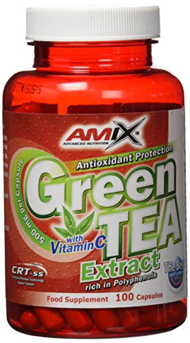 AMIX - Suplemento Alimenticio - Green Tea Extract en Formato de 100 Cápsulas - Contiene Vitamina C - Reduce la Fatiga o Cansancio - Efecto Antioxidante