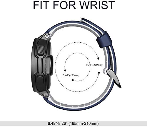 ANBEST Pulsera de Silicona Compatible con Garmin Forerunner 235/735XT/220/230/620/630 Correa Deportiva Adecuada para Garmin Approach S20/S5/S6, Azul oscuro/Blanco