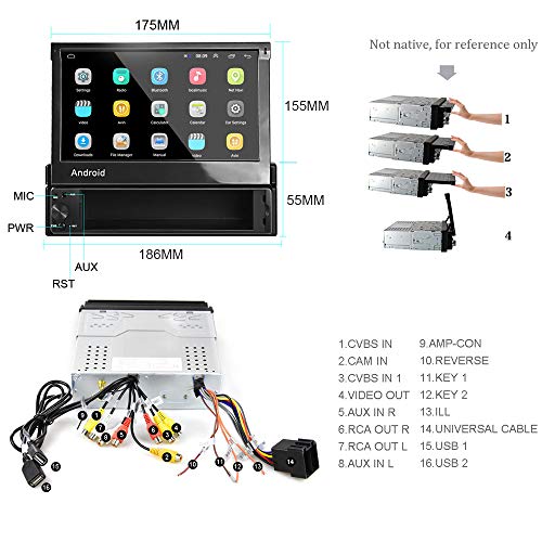 Android 1 DIN Radio de Coche GPS CAMECHO 7 Pulgadas hacia afuera Pantalla tactil capacitiva Bluetooth FM Radio WiFi Navegación Enlace Espejo para teléfono Android iOS + Cámara de visión Trasera