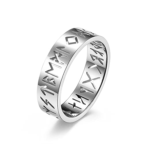 Anillo de Viking Nórdico Hueco para Hombres Mujeres Runas nórdicas Símbolos Banda de Acero Inoxidable Anillos Oro Negro Plata Oro Rosa Talla 6-12, Metal, no conocido,