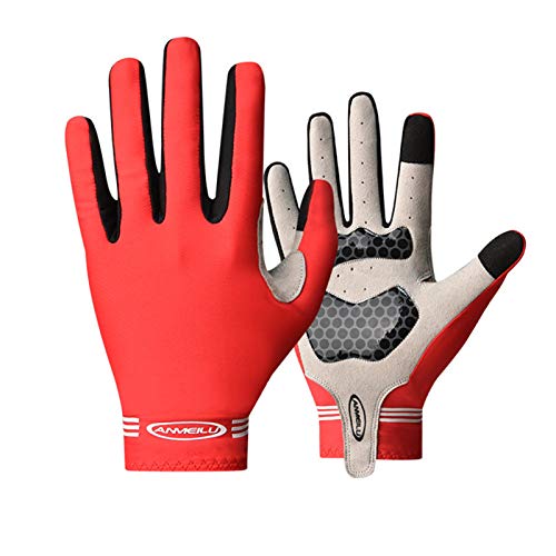 Anmeilu Guantes Bicicleta Montaña Ciclismo MTB Hombre y Mujer Verano Carrera de Resistencia btt Rojo m