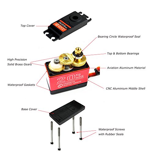ANNIMOS Servo Digital Alto par 20KG Completo Metal Engranaje Impermeable para RC Modelo DIY, ángulo de controlar 180 °