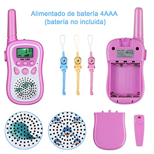 Anpro Walkie Talkie Niños,Walkie Talkie,8 Canales de Transmisión con Pantalla LCD y Linterna, Regalos Niños para Actividades Externas, Camping,Navidad,Fiesta,Cumpleaños