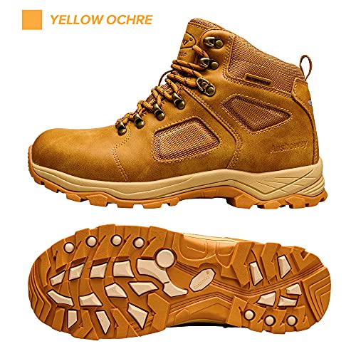 Ansbowey Botas de senderismo Hombre Impermeables Mujer Zapatillas Trekking High Rise Antideslizantes Botas al Aire Libre Zapatillas Ocre amarillo 45EU