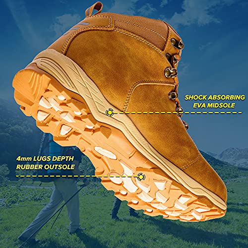Ansbowey Botas de senderismo Hombre Impermeables Mujer Zapatillas Trekking High Rise Antideslizantes Botas al Aire Libre Zapatillas Ocre amarillo 45EU