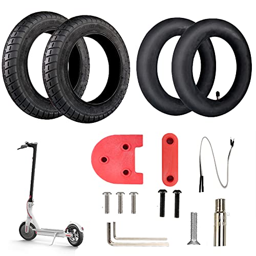 ANSENI® Kit Ruedas Wanda 10 Pulgadas Compatible para Xiaomi M365, 1S,Pro,Pro2, Neumático 10 pulgadas Reemplazo Patinete Electrico,Camara Aire 10 pulgadas,Pieza Adaptador y Adaptador de Válvula(Rojo)