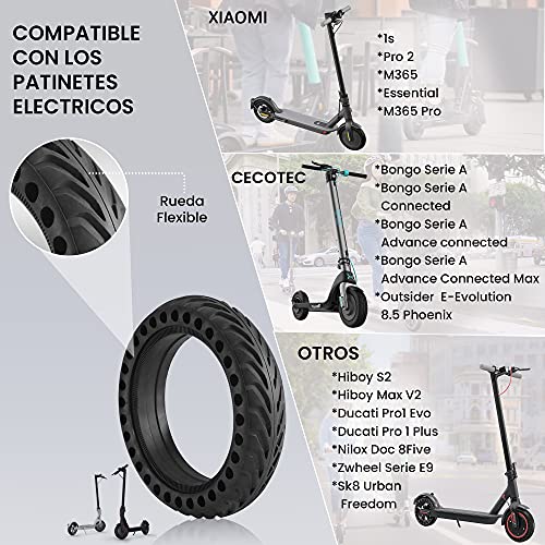 ANSENI® Ruedas Macizas para Patinete Electrico Rueda de 8.5Pulgadas,Neumáticos de Reemplazo, Rueda de Repuesto Antipinchazo Compatible con Xiaomi Scooter Electrico M365/M365 Pro, Xiaomi 1S, Cecotec