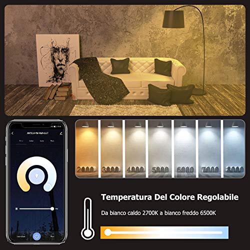 ANTELA Bombilla LED Inteligente WiFi E27 Sin Necesidad de Hub Compatible Alexa, Echo y Google Home, Bombilla LED 10W 1000lm Equivalente ‎80 Watios, Bombilla RGB Blanco Cálido/ Frío, 4 Pack