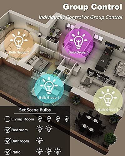 ANTELA Bombilla LED Inteligente WiFi E27 Sin Necesidad de Hub Compatible Alexa, Echo y Google Home, Bombilla LED 10W 1000lm Equivalente ‎80 Watios, Bombilla RGB Blanco Cálido/ Frío, 4 Pack