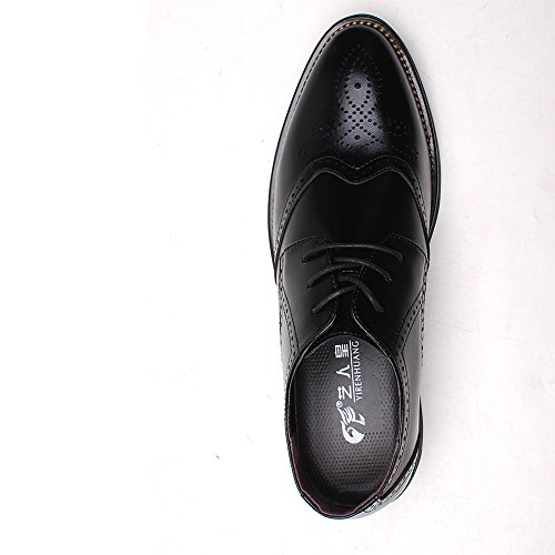 ANUFER Hombres Inteligente Punta Puntiaguda Zapatos de Vestir con Cordones Formal Negocios Boda Brogues Negro P110 EU44