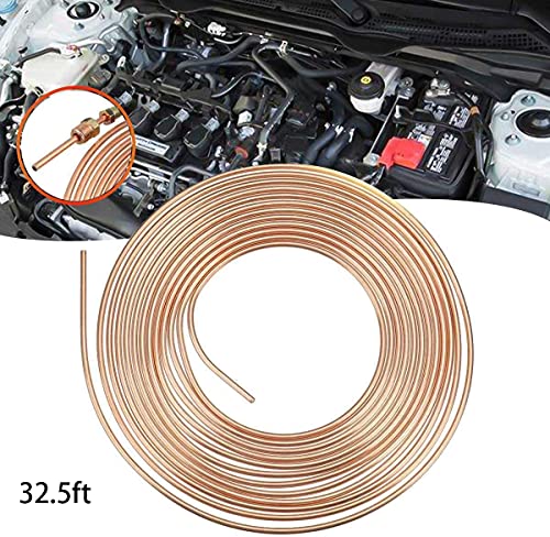 AnvFlik Tubo de freno de tubo de acero recubierto de cobre, 32.8 pies de 3/16 pulgadas de repuesto automotriz kit de líneas de freno con 20 tuercas accesorios