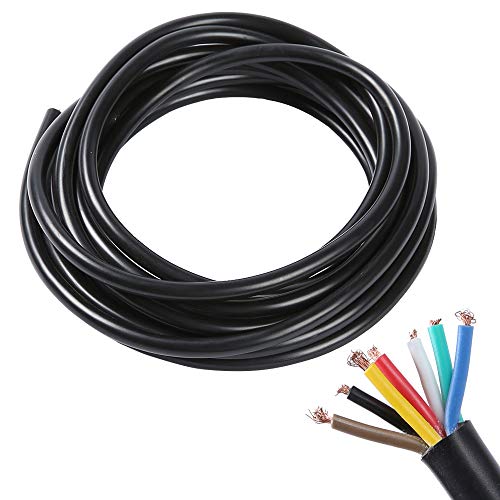 AOHEWEI Cable de 7 Núcleos para Remolque 5m Cable de Remolque 7 Hilos Eléctrico Cable Negro para Caravana Camión Industria (7 Hilos)