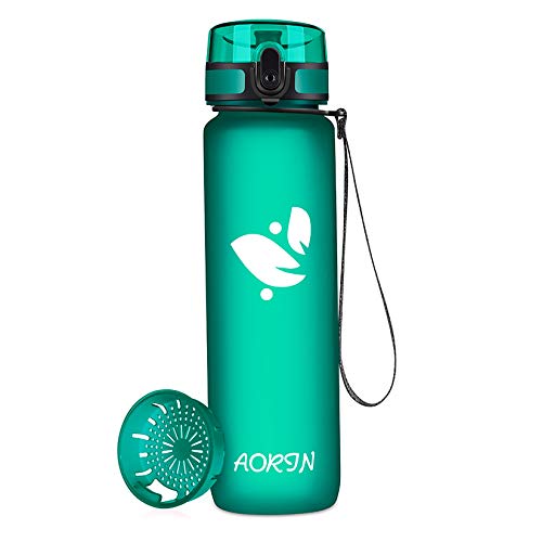 AORIN Botella Agua Deporte -350ml/500ml/750ml/1000ml - Botella Agua Niños Sin BPA，Impermeable y Reutilizable，Apertura con un Solo botón，Aplicar a Sport, Gimnasio, Trekking，Bicicleta