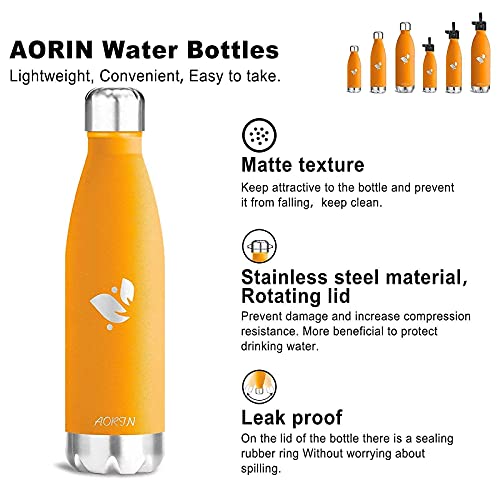 AORIN de Doble Pared con Aislamiento de Botella de Agua de Acero Inoxidable Proceso de Recubrimiento en Polvo, no es fácil de desprenderse, Resistencia al Rayado, fácil de Limpiar