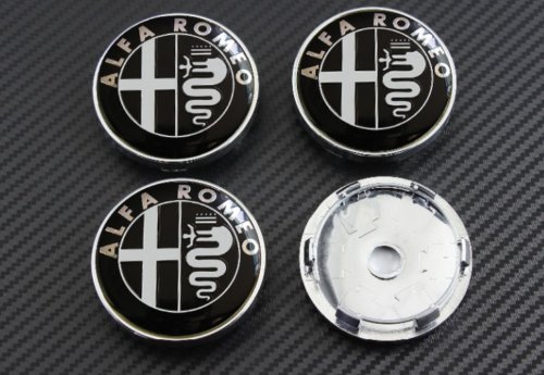 AOWIFT - 7 emblemas de Alfa Romeo 74 mm Capucha/Trasero + 60 mm de Rueda + 40 mm de Volante