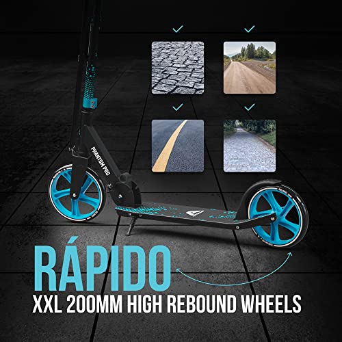 Apollo Patinete Urbano XXL Phantom Pro - Patinete de Grandes Ruedas de 200 m – City Scooter Plegable y Ajustable para Niños y Adultos