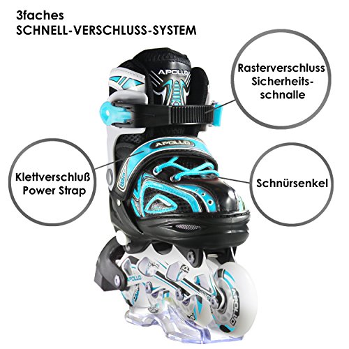 Apollo Super Blades X Pro, tamaño S,M,L, Inline Skates con Ruedas Luminosas LED