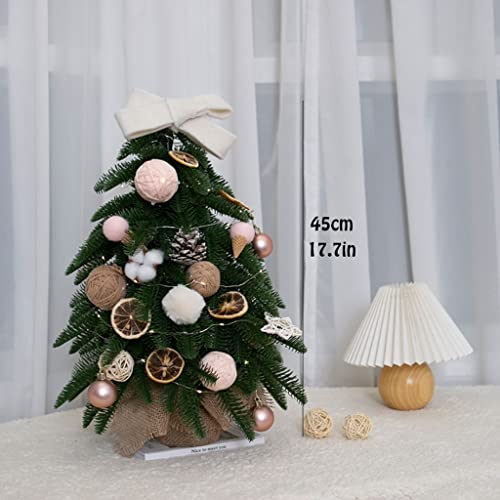 Árboles de navidad Artificial Bricolaje Escritorio Mini Set de árboles de Navidad 45 cm / 60cm Flocando pequeño Árbol de Navidad de lujo con adornos for la decoración de la Navidad Decoracion Navideña