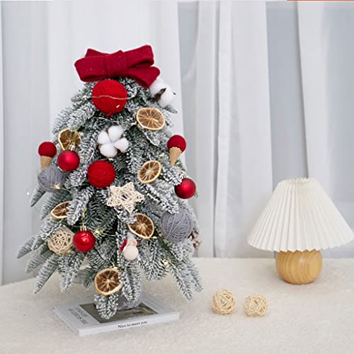 Árboles de navidad Artificial Bricolaje Escritorio Mini Set de árboles de Navidad 45 cm / 60cm Flocando pequeño Árbol de Navidad de lujo con adornos for la decoración de la Navidad Decoracion Navideña