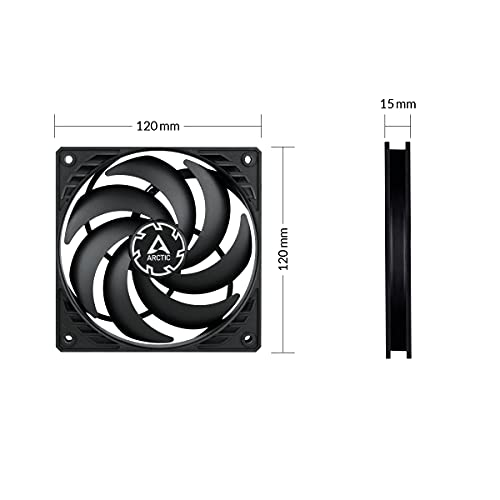 ARCTIC P12 SLIM PWM PST - 120 mm Ventilador de Caja para CPU con PWM Sharing Technology (PST), Muy Silencioso, Computadora, 300-2100 RPM - Negro