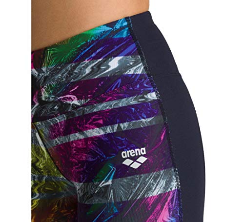 ARENA Damen Sport 3/4 Hose Gym Leotardos, Mujer, Iridescent Stripe-Black, Medium