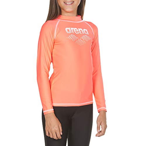 ARENA UV Girl Long Sleeves Shirt - Camiseta contra Rayos UV para niña, Niños, 002067, Rosa y Blanco, FR : S (Taille Fabricant : 6-7)