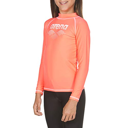 ARENA UV Girl Long Sleeves Shirt - Camiseta contra Rayos UV para niña, Niños, 002067, Rosa y Blanco, FR : S (Taille Fabricant : 6-7)