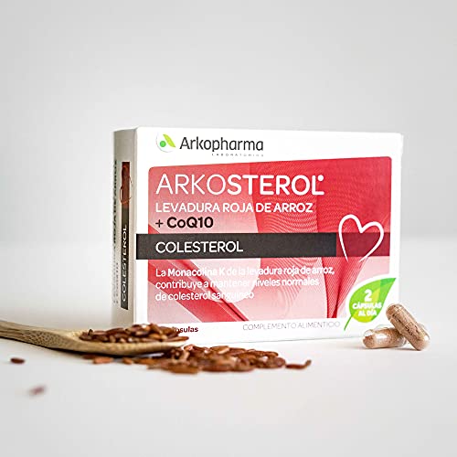 Arkopharma Arkosterol Levadura Roja De Arroz + Q10 60 Cápsulas, Monacolina K 10mg, Coenzima Q10, Solución Natural para Controlar el Colesterol, 100% Natural, Sin Citrinina