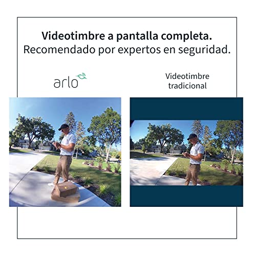 Arlo Videoportero wifi sin cables con batería recargable, Vídeo HD 1080p, Llamada directa al móvil, Sirena integrada, visión nocturna, con una prueba gratuita de 90 días de Arlo Secure, blanco