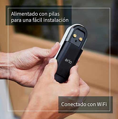 Arlo Videoportero wifi sin cables con batería recargable, Vídeo HD 1080p, Llamada directa al móvil, Sirena integrada, visión nocturna, con una prueba gratuita de 90 días de Arlo Secure, blanco