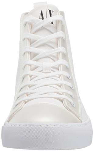 Armani Exchange High Top Cotton Sneakers, Zapatillas Altas Hombre, Blanco (Op.White+Black Logo 00152), 43 EU