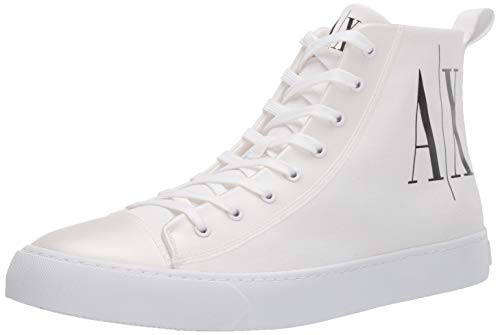 Armani Exchange High Top Cotton Sneakers, Zapatillas Altas Hombre, Blanco (Op.White+Black Logo 00152), 43 EU