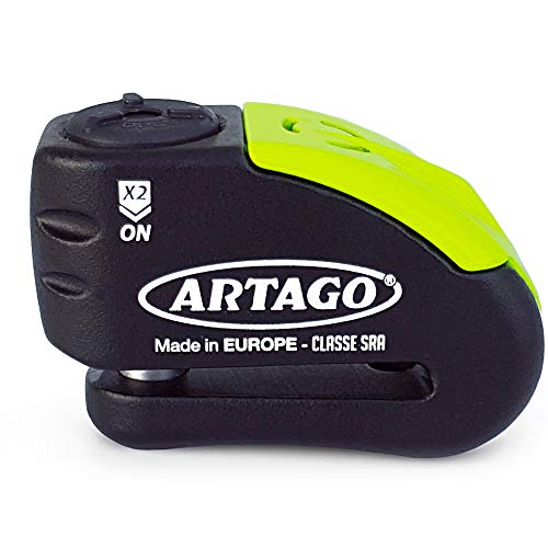 Artago 30X14 Candado Antirrobo Disco con Alarma Don't Touch 120 dB Alta Gama, ø14 Doble Cierre, Homologado Sra y Sold Secure Gold, Bunker Selection, Negro/Amarillo, 14 mm
