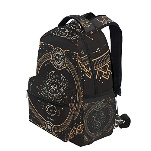 Arte Negro Escorpio Zodiaco Mochila de Estudiantes Hombro Mochilas para Viajes Escolar Niños Niñas