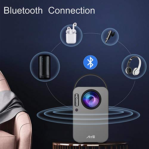 Artlii Play Proyector Android TV 9.0, Smart Portátil WiFi Bluetooth Proyector , Soporte AC-3, Corrección Keystone 4D de ± 45 ° y Zoom