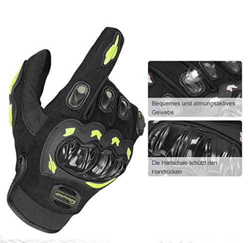 ARTOP Guantes Moto de Pantalla Táctil Guantes Motocross Verano Mujer Hombres Niño Tranpirable Guantes de Motocicleta(Verde Fluorescente,L)