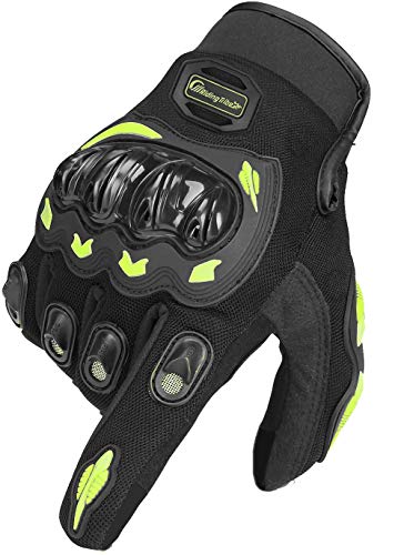 ARTOP Guantes Moto de Pantalla Táctil Guantes Motocross Verano Mujer Hombres Niño Tranpirable Guantes de Motocicleta(Verde Fluorescente,L)