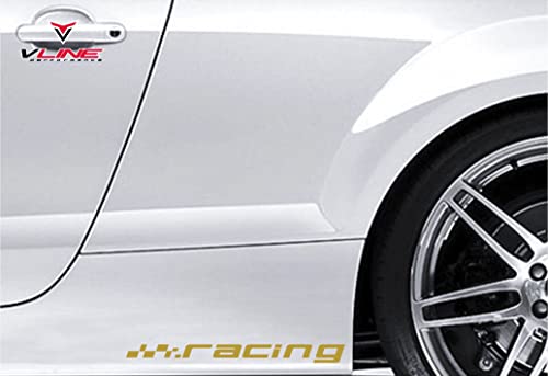 Artstickers 2 Unidades. Pegatina Racing modelo1 (30 x 2,5cm) Pegatina Racing Sport para Coche, Moto, camion, Furgoneta (Oro)