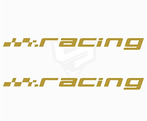 Artstickers 2 Unidades. Pegatina Racing modelo1 (30 x 2,5cm) Pegatina Racing Sport para Coche, Moto, camion, Furgoneta (Oro)