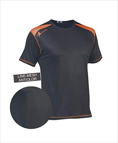 ASIOKA 182/17 Camiseta técnica combinada Unisex para Adultos de m/Corta, Marengo/Naranja, L