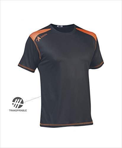 ASIOKA 182/17 Camiseta técnica combinada Unisex para Adultos de m/Corta, Marengo/Naranja, L