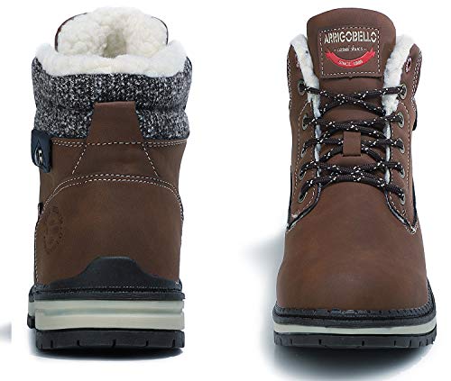 ASTERO Botas Mujer Invierno Zapatos Nieve Cálidas Botines Forradas Cordones Zapatillas Aire Libre Trekking Planas Boots Talla 36-41(Marrón, Numeric_37)