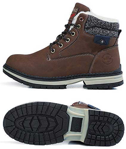 ASTERO Botas Mujer Invierno Zapatos Nieve Cálidas Botines Forradas Cordones Zapatillas Aire Libre Trekking Planas Boots Talla 36-41(Marrón, Numeric_37)