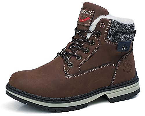 ASTERO Botas Mujer Invierno Zapatos Nieve Cálidas Botines Forradas Cordones Zapatillas Aire Libre Trekking Planas Boots Talla 36-41(Marrón, Numeric_37)